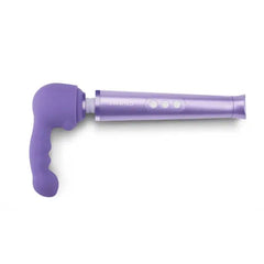 Purple Le Wand Petite wand vibrator with Ripple attachment fitted, full side view
