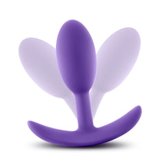 Purple silicone slim plug shown at multiple angles highlighting flexible anchor base design