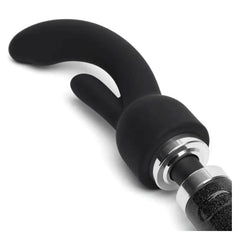 Close-up of Rabbit Attachment secured to Doxy Die Cast wand handle, showing secure collar fit