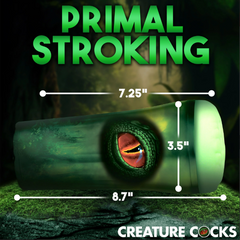 Raptor Reptile Stroker dimensions: 8.7 inches long, 7.25 inch tunnel, 3.5 inch opening diameter