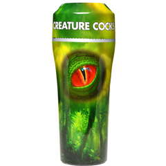 Raptor Reptile Stroker retail packaging wrap showing reptile eye artwork and Creature Cocks branding