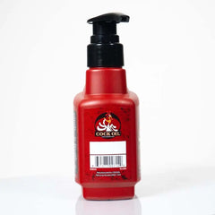 Rear barcode panel of Cock Oil lubricant bottle; manufactured in Pahrump, Nevada USA