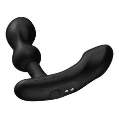Rear view of Edge 2 prostate massager showing control button and charging contacts on base