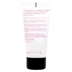 Rear label of Joy Buzzer tube listing water-based, vegan-friendly formula and directions for use