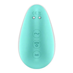 Rear view of Satisfyer Pixie Dust showing magnetic charging contacts and three-button control panel