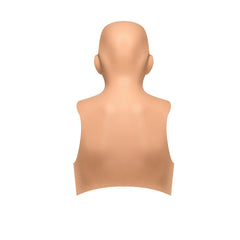 Rear view of the silicone skin suit showing smooth back panel and head coverage