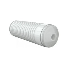 Removable clear ribbed sleeve of the Lovense MAX 2 laid flat, showing entry opening