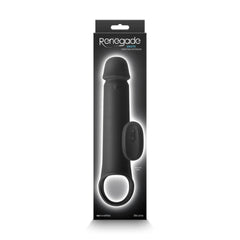 Renegade Brute packaging showing black silicone extension, remote, and ring by NS Novelties