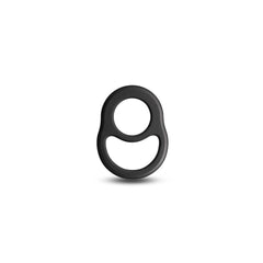 Renegade Cradle black silicone dual-loop cock ring, front view on white background