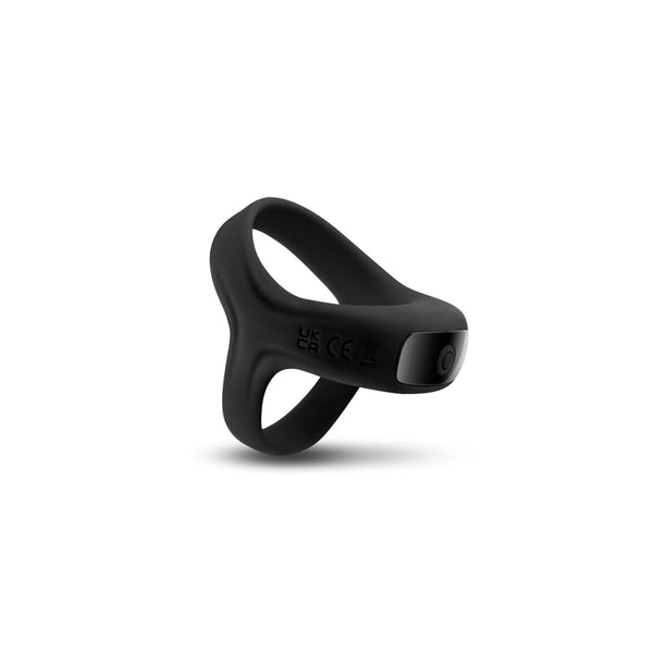 Renegade Emperor Vibrating Ring in black silicone, front view showing dual-loop ergonomic design