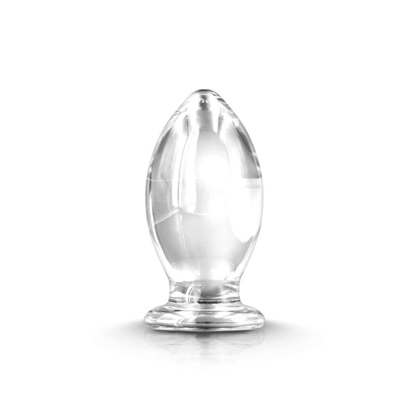 Renegade Glass Bishop clear glass anal plug with tapered tip and flared base