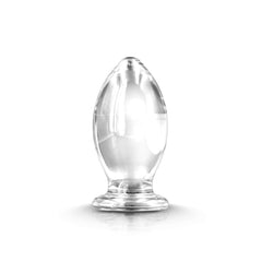 Renegade Glass Bishop clear glass anal plug with tapered tip and flared base