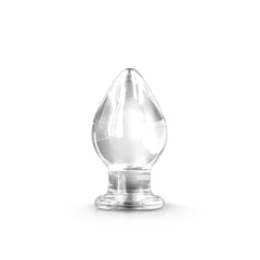 Renegade Glass Knight clear glass anal plug with tapered tip and flared base