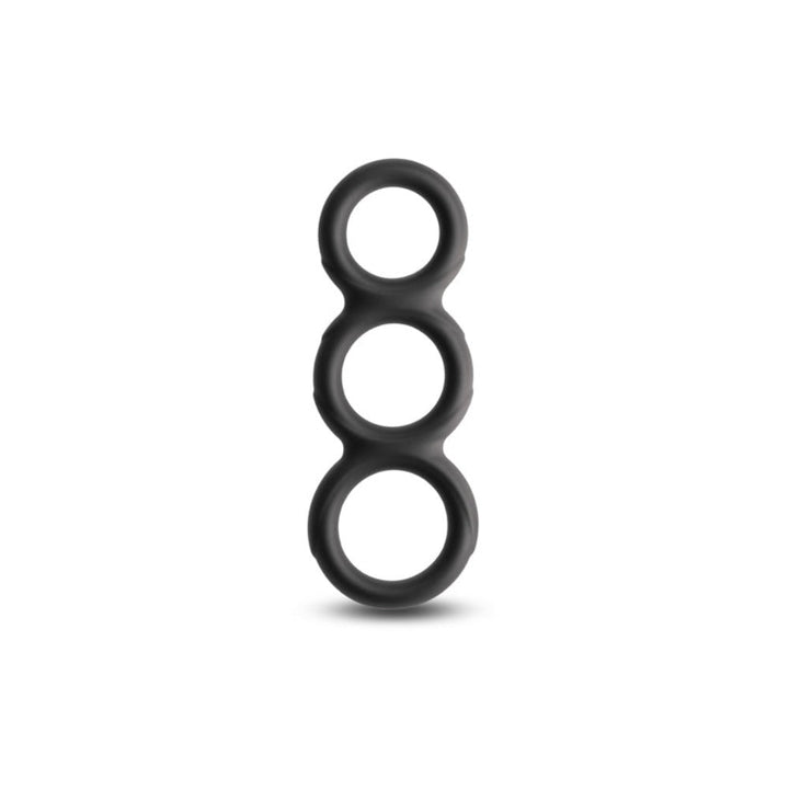 Renegade Threefold black silicone triple cock ring set, linked figure-eight design