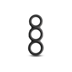 Renegade Threefold black silicone triple cock ring set, linked figure-eight design