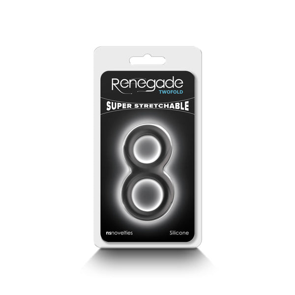 Renegade Twofold Super Stretchable silicone cock ring in retail blister packaging