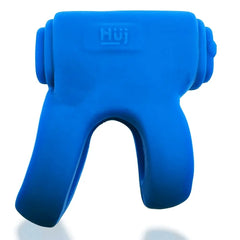 REVHAMMER blue silicone shaft ring front view displaying Hüj embossed logo detail