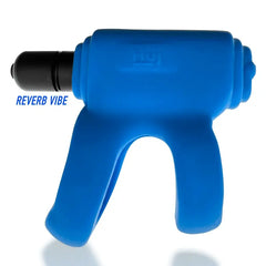 REVHAMMER blue plus-silicone vibe ring side view showing removable reverb bullet