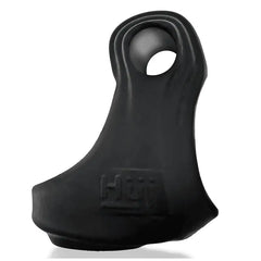 REVSLING cock and ball sling in matte black TPR-silicone blend, isolated view