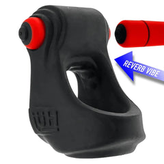 REVSLING sling with red reverb bullet vibe highlighted and labeled alongside the product