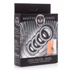 Ring Master Ball Stretcher Kit Silver packaging showing five rings and usage diagram on dark box