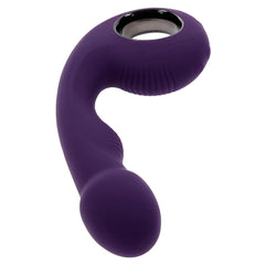 Rip Curl vibrator flipped to show bulbous tip end and textured ribbed handle curve
