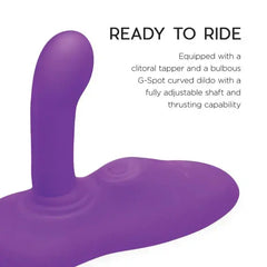 Close-up of Rodeo Rider clitoral tapper and curved G-spot dildo shaft with adjustable positioning