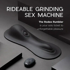 Rodeo Rumbler grinding sex machine displayed on dark surface with compact remote