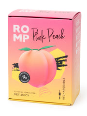 ROMP Pink Peach clitoral stimulator box with peach graphic and Pleasure Air Technology badge