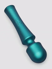 ROMP Presto Wand lying at angle showing matte teal silicone texture and curved neck