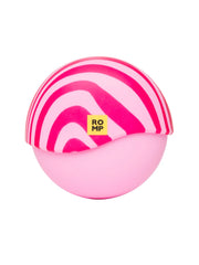 ROMP Spin clitoral stimulator closed in spherical form, pink swirl silicone design