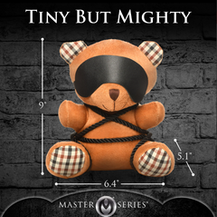 Rope Bondage Bear size diagram showing 9 inch height, 6.4 inch width, and 5.1 inch depth measurements