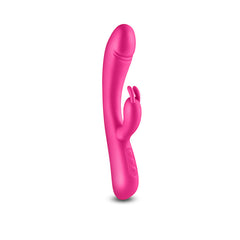 Royals Divine pink rabbit vibrator standing upright, revealing smooth silicone finish and control buttons