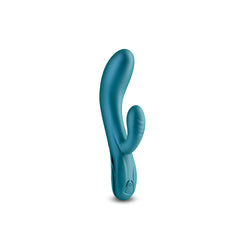 Royals Regent rabbit vibrator standing upright, highlighting curved shaft and textured clitoral arm