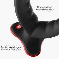Close-up of Ryde suction base and ridged shaft detail with flexible material callout labels