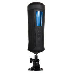 Sasha Grey's Girlfriend Experience stroker on suction cup base with blue internal light illuminated