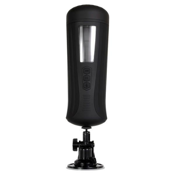 Sasha Grey's Girlfriend Experience vibrating stroker upright on suction base, control buttons visible