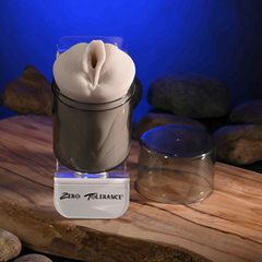 Sasha Grey stroker in clear display canister with Zero Tolerance branded base