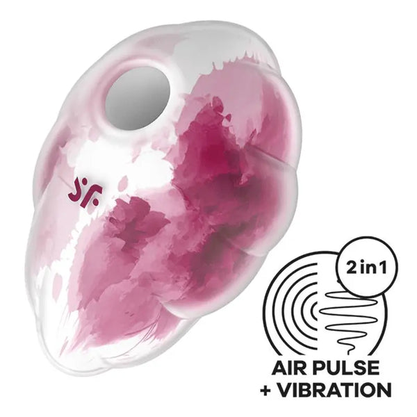 Satisfyer Cloud Dancer air pulse vibrator in white and rose watercolor silicone finish