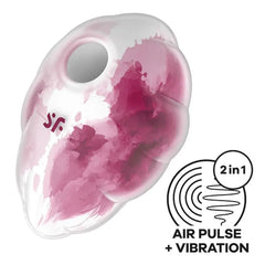 Satisfyer Cloud Dancer air pulse vibrator in white and rose watercolor silicone finish