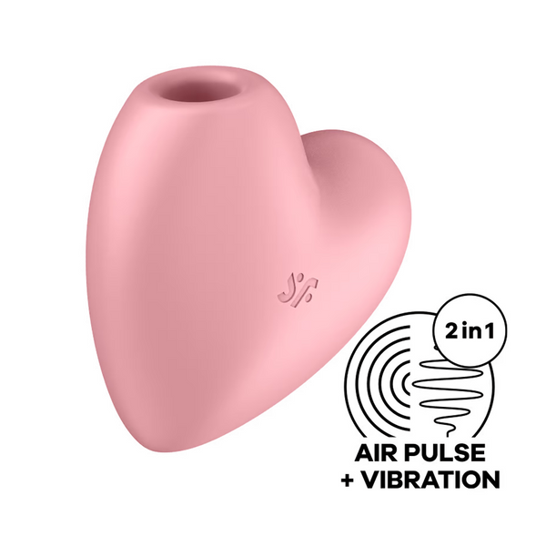 Satisfyer Cutie Heart air-pulse vibrator in light pink, heart-shaped silicone body with nozzle opening