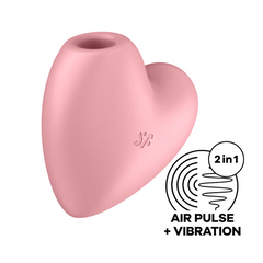 Satisfyer Cutie Heart air-pulse vibrator in light pink, heart-shaped silicone body with nozzle opening