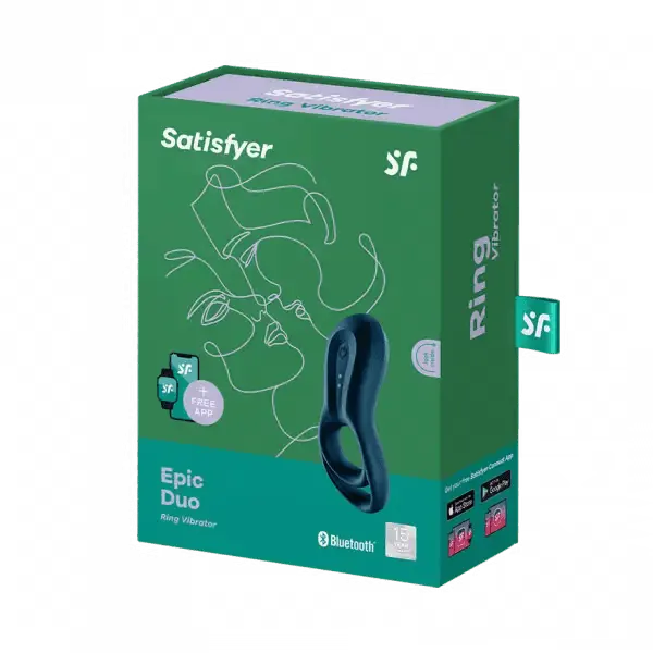 Satisfyer Epic Duo Cock Ring Vibrator - Dark Blue - Dreamy Desire