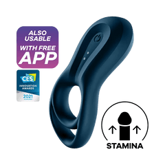 Satisfyer Epic Duo Cock Ring Vibrator - Dark Blue - Dreamy Desire