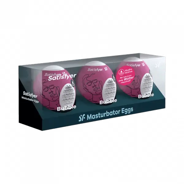 Satisfyer Masturbator Egg 3-Piece Set - (Bubble) Violet - Dreamy Desire