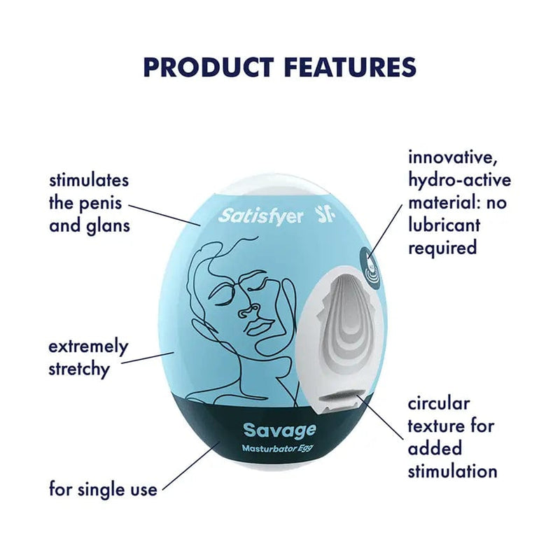 Satisfyer For Him Satisfyer Masturbator Egg 3 Piece Set - (Savage) Light Blue