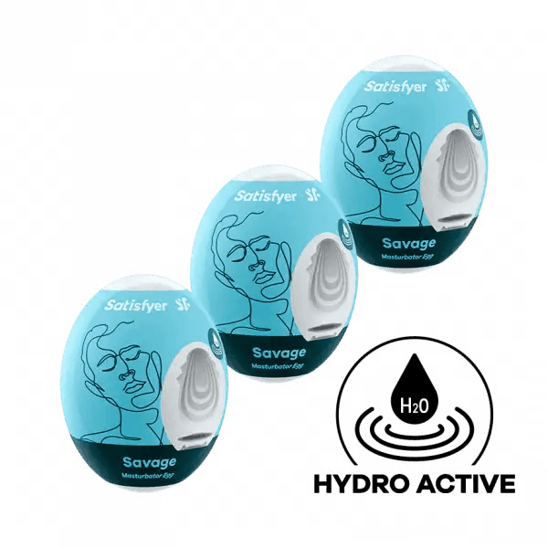 Satisfyer Masturbator Egg 3 Piece Set - (Savage) Light Blue - Dreamy Desire