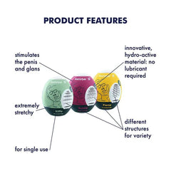 Satisfyer Masturbator Egg 3er Set (Riffle, Bubble, Fierce) - Dreamy Desire