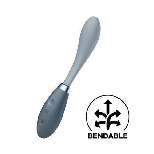 Satisfyer G-Spot Flex 3 bendable vibrator in grey with control buttons visible