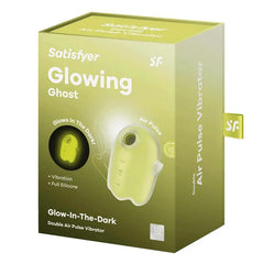 Satisfyer Glowing Ghost packaging box showing glow-in-the-dark double air pulse vibrator details